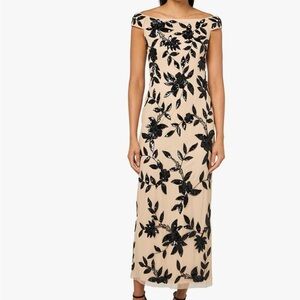 Adrianna Papell Black Beaded Mesh Long Dress ✨NWOT✨